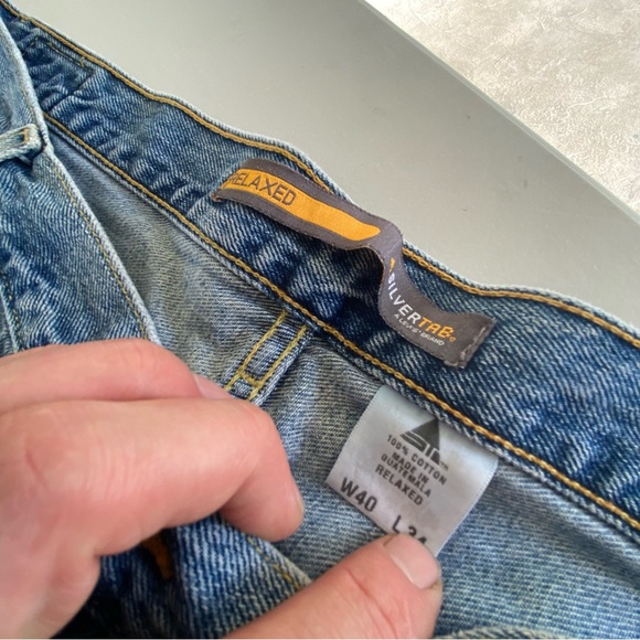 Vintage Baggy SilverTab Levi’s Men's Blue Jeans size 40 40x34 - Picture 4 of 11